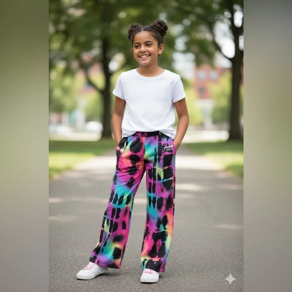 Justice Girls Fleece Wide Leg Pants Multicolor
